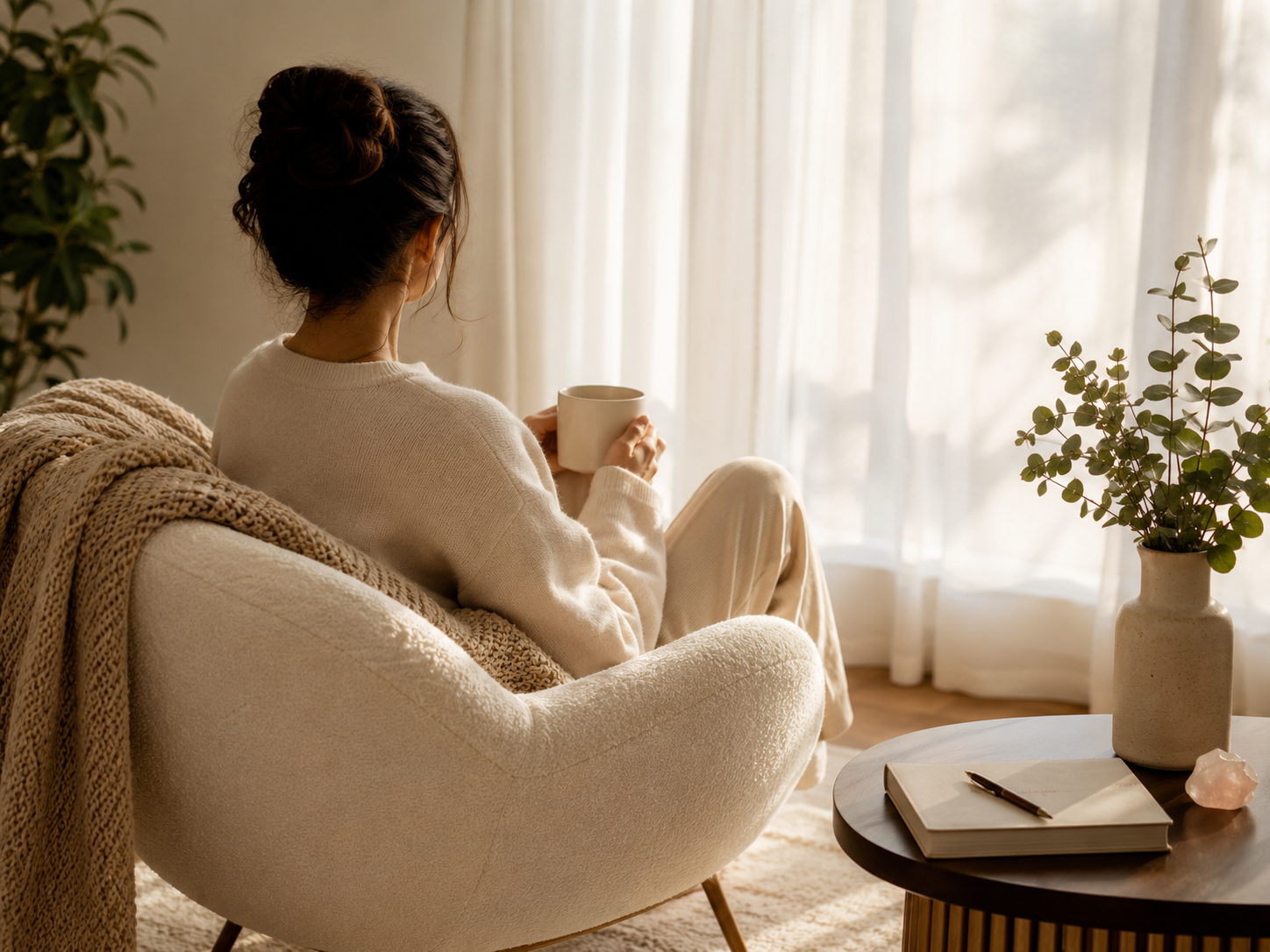 A calm setting representing mindful support and women’s wellness